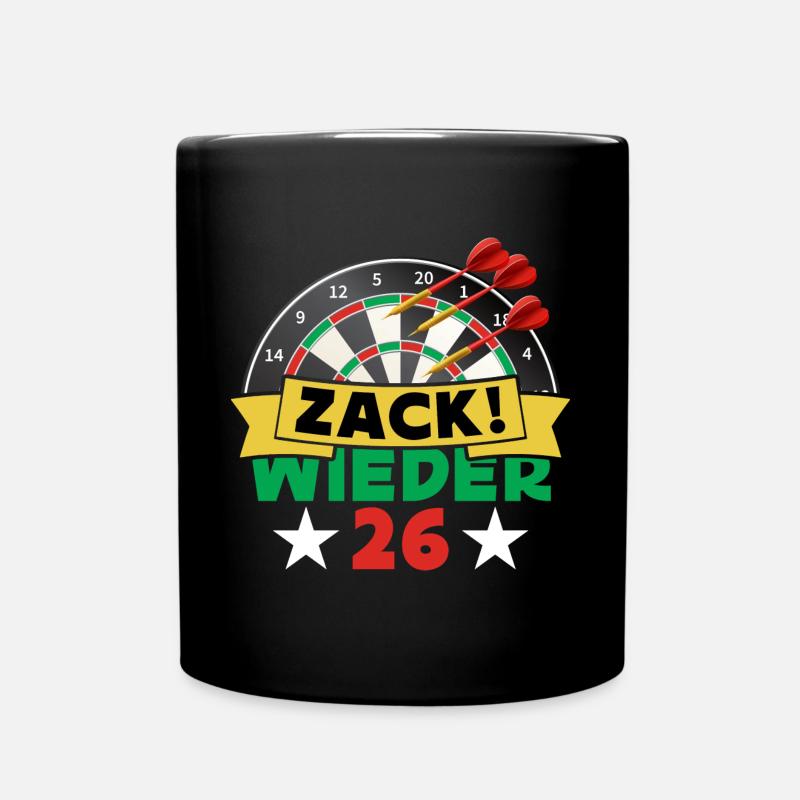 Dart, Zack wieder 26, Dartscheibe, Dartpfeil, Fun - Tasse einfarbig - Schwarz