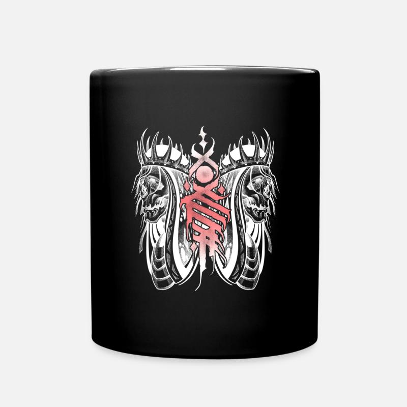 Gothic-Schädel im Negativstil - Tasse einfarbig - Schwarz