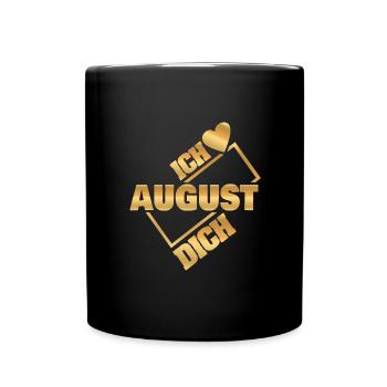 Liebespaar für August Couple Liebe - Tasse einfarbig - Schwarz - Vorne