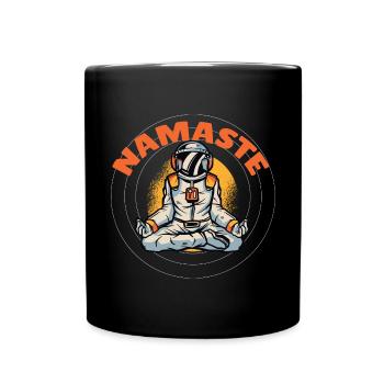 Astronaute méditant, cool, drôle - Mug uni - noir - Devant