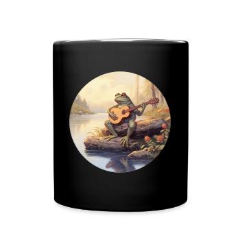 Frog joue du banjo - Mug uni - noir - Devant
