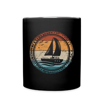 Voile Voilier Vintage Captain Sailor - Mug uni - noir - Devant