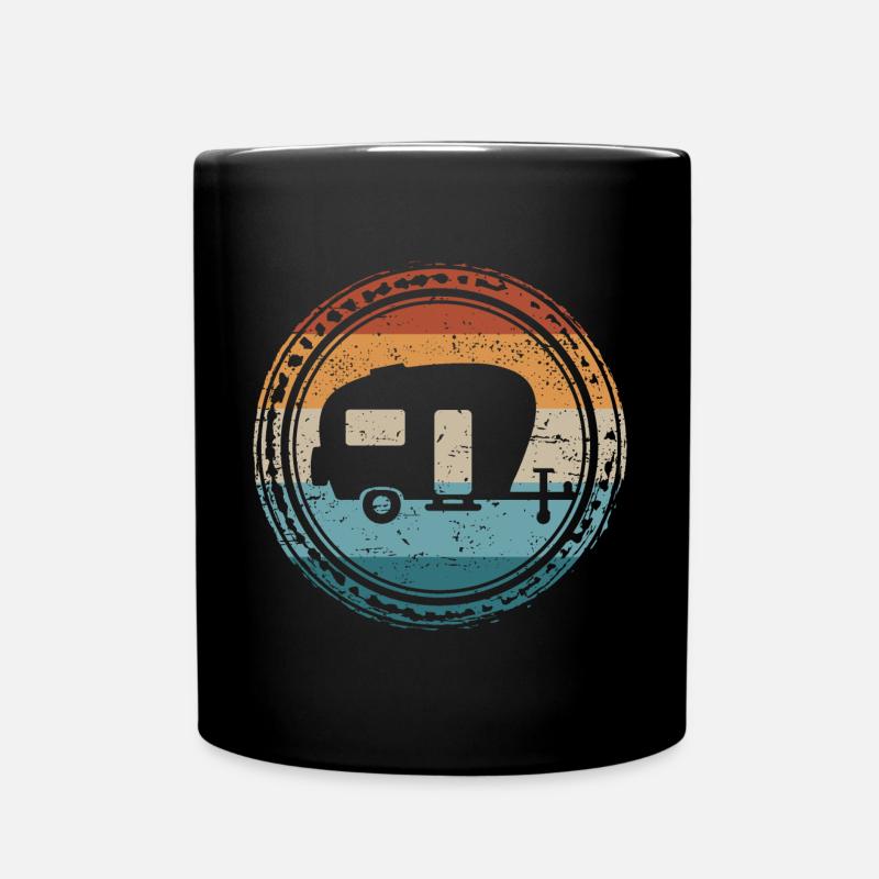 Retro Wohnwagen Camping Camper - Tasse einfarbig - Schwarz