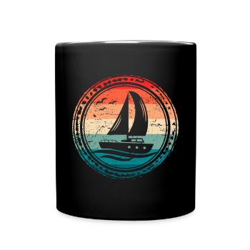 Voile Voilier Vintage Captain Sailor - Mug uni - noir - Devant
