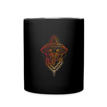 Ganesh symmetrische Design-Strichzeichnungen bunt - Tasse einfarbig - Schwarz - Vorne
