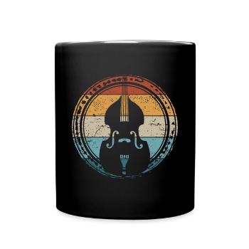 Retro Double Bass Orchestra Upright Bass Player - Full Colour Mug - black - Front