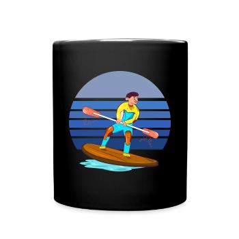 Paddleboarding Blue Retro - Full Colour Mug - black - Front