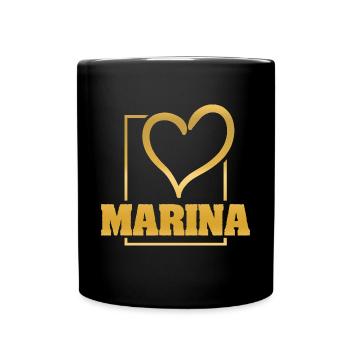 Love für Marina Herz Liebe - Tasse einfarbig - Schwarz - Vorne