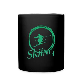 skiing, ski fahren, ski geschenk, ski - Tasse einfarbig - Schwarz - Vorne