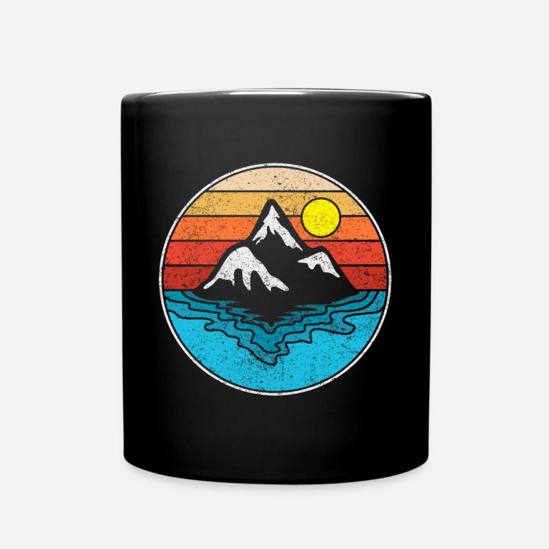 Sea Mountain mountains Retro Graphic - Full Colour Mug - black
