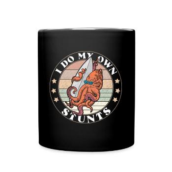 Surfender Oktopus Wassersport Tintenfisch Surfing - Tasse einfarbig - Schwarz - Vorne