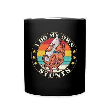 Surfing Octopus Watersports Squid Surfing - Full Colour Mug - black - Front