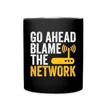 Network Technician Gives Network Administrator the - Full Colour Mug - black - Front