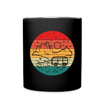 Retro Camper Bus Caravan Vintage Camper Graphic - Full Colour Mug - black - Front