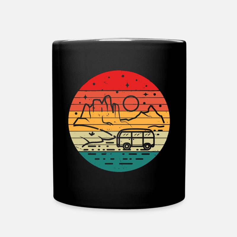 Retro Camper Bus Wohnwagen Vintage Camper Grafik - Tasse einfarbig - Schwarz