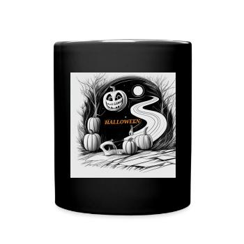 Halloween-Kürbis-Monster - Tasse einfarbig - Schwarz - Vorne