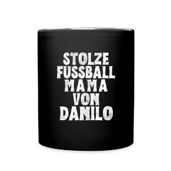 Stolze Fussball Mama von Danilo - Tasse einfarbig - Schwarz - Vorne