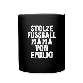 Stolze Fussball Mama von Emilio - Tasse einfarbig - Schwarz - Vorne
