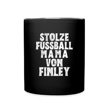 Stolze Fussball Mama von Finley - Tasse einfarbig - Schwarz - Vorne