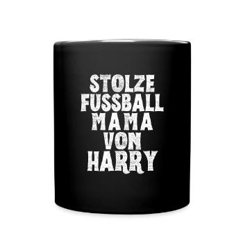 Stolze Fussball Mama von Harry - Tasse einfarbig - Schwarz - Vorne