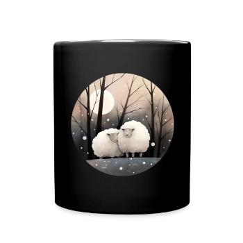 Moutons en hiver - Mug uni - noir - Devant