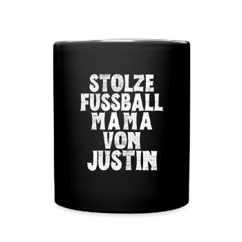Stolze Fussball Mama von Justin - Tasse einfarbig - Schwarz - Vorne