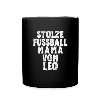 Stolze Fussball Mama von Leo - Tasse einfarbig - Schwarz - Vorne