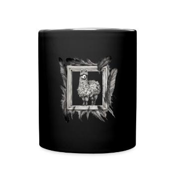 Alpaca Llama Feathers Picture Frame Gift - Full Colour Mug - black - Front