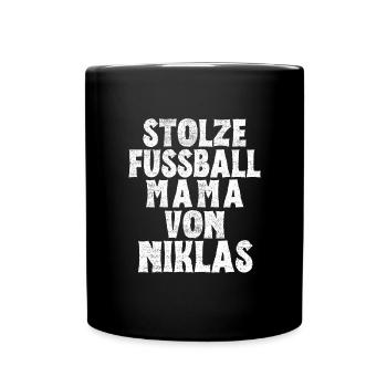 Stolze Fussball Mama von Niklas - Tasse einfarbig - Schwarz - Vorne