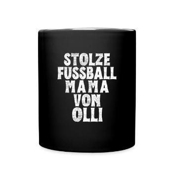 Stolze Fussball Mama von Olli - Tasse einfarbig - Schwarz - Vorne