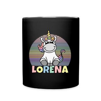Lorena Einhorn Name - Tasse einfarbig - Schwarz - Vorne
