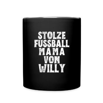 Stolze Fussball Mama von Willy - Tasse einfarbig - Schwarz - Vorne