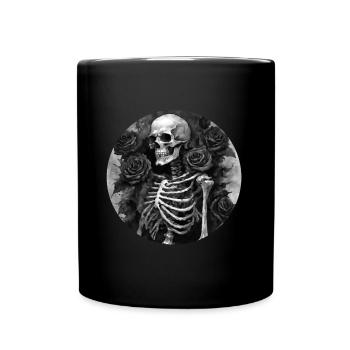 Schwarzes und weißes Gothic Skelett - Tasse einfarbig - Schwarz - Vorne
