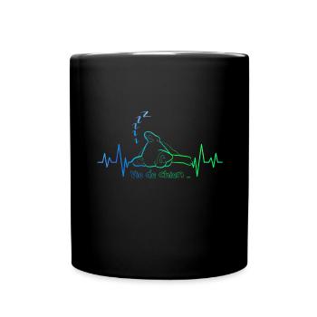 Hundeleben... Heartbeat Line lustige Kunst - Tasse einfarbig - Schwarz - Vorne