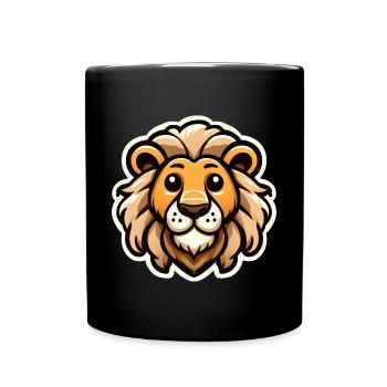 Tête de lion de bébé comique - Mug uni - noir - Devant