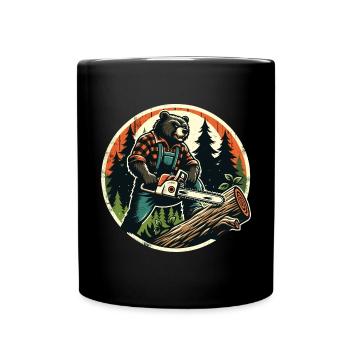 Bûcheron Bear Power et nature en harmonie - Mug uni - noir - Devant