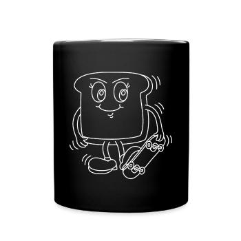 Toast mit Skateboard - Tasse einfarbig - Schwarz - Vorne
