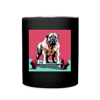 Mastiff Gewichte heben - Tasse einfarbig - Schwarz - Vorne