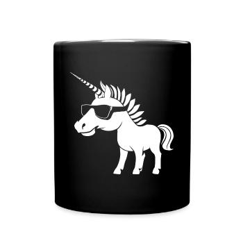 Funny Unicorns Wearing Sunglasses Cool Unicorn - Full Colour Mug - black - Front
