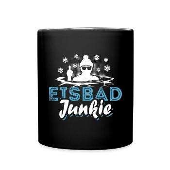 Eisbad Junkie - Eisbaden Eisbader Spruch - Tasse einfarbig - Schwarz - Vorne