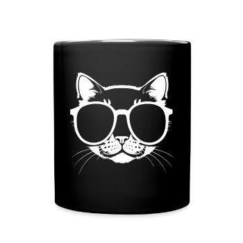 Drôle de chat avec des lunettes de soleil Chaton Sunglas Cats - Mug uni - noir - Devant