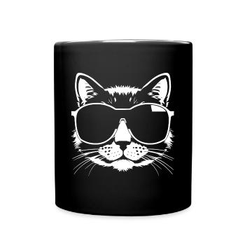 Funny Cat with Sunglasses Kitten Sunglas Cats - Full Colour Mug - black - Front