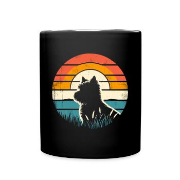 Cairn Terrier Vintage coucher de soleil - Mug uni - noir - Devant