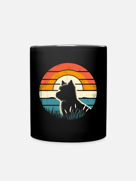 Cairn Terrier Vintage Sunset - Tasse einfarbig - Schwarz