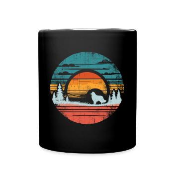 Berger australien Vintage coucher de soleil - Mug uni - noir - Devant