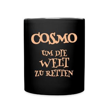 Cosmo als Helfer - Tasse einfarbig - Schwarz - Vorne