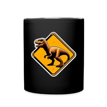 T-Rex Warnschild Illustration - Tasse einfarbig - Schwarz - Vorne