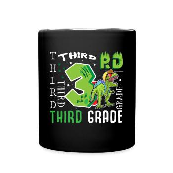 3rd class Dino T-Rex - Full Colour Mug - black - Front