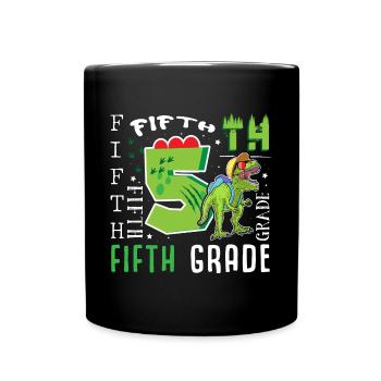 5. Klasse Dino T-Rex - Tasse einfarbig - Schwarz - Vorne