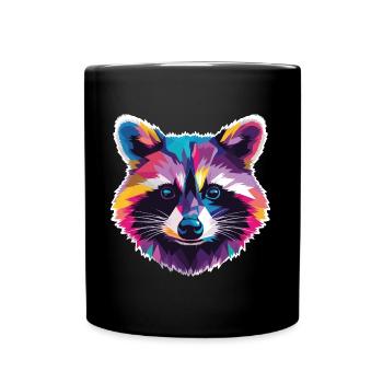 Raccoon Portrait Pop Art - Full Colour Mug - black - Front